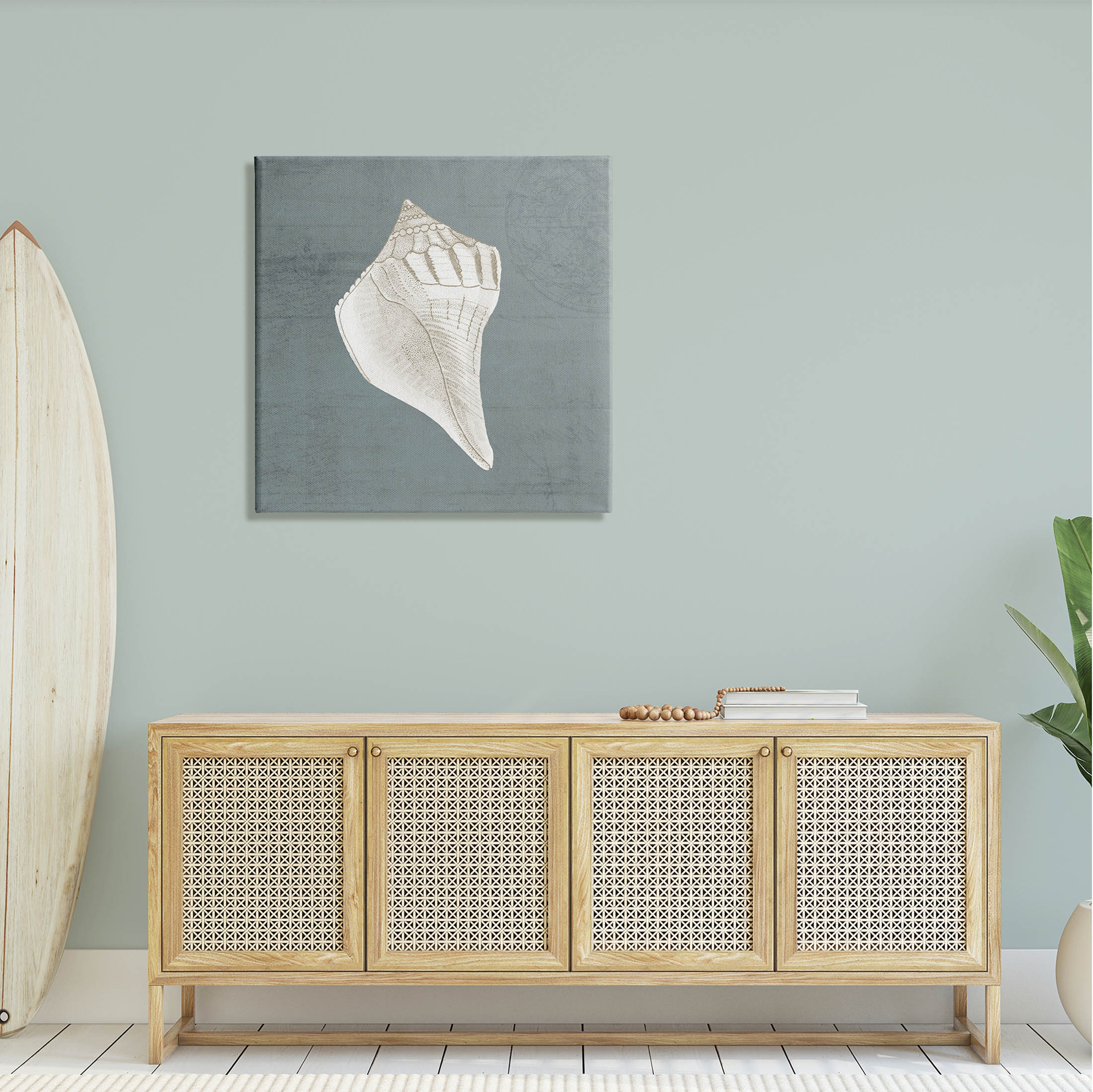 Conch Seashell Stipple Pattern Animals & Insects Graphic Art Gallery Wrapped Canvas Print Wall Art