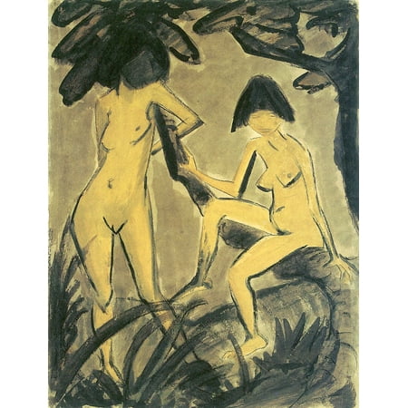 Two Trees Framed Framed Art for Your Wall Mueller, Otto - Two female acts on the tree 10 x 13 Frame ()