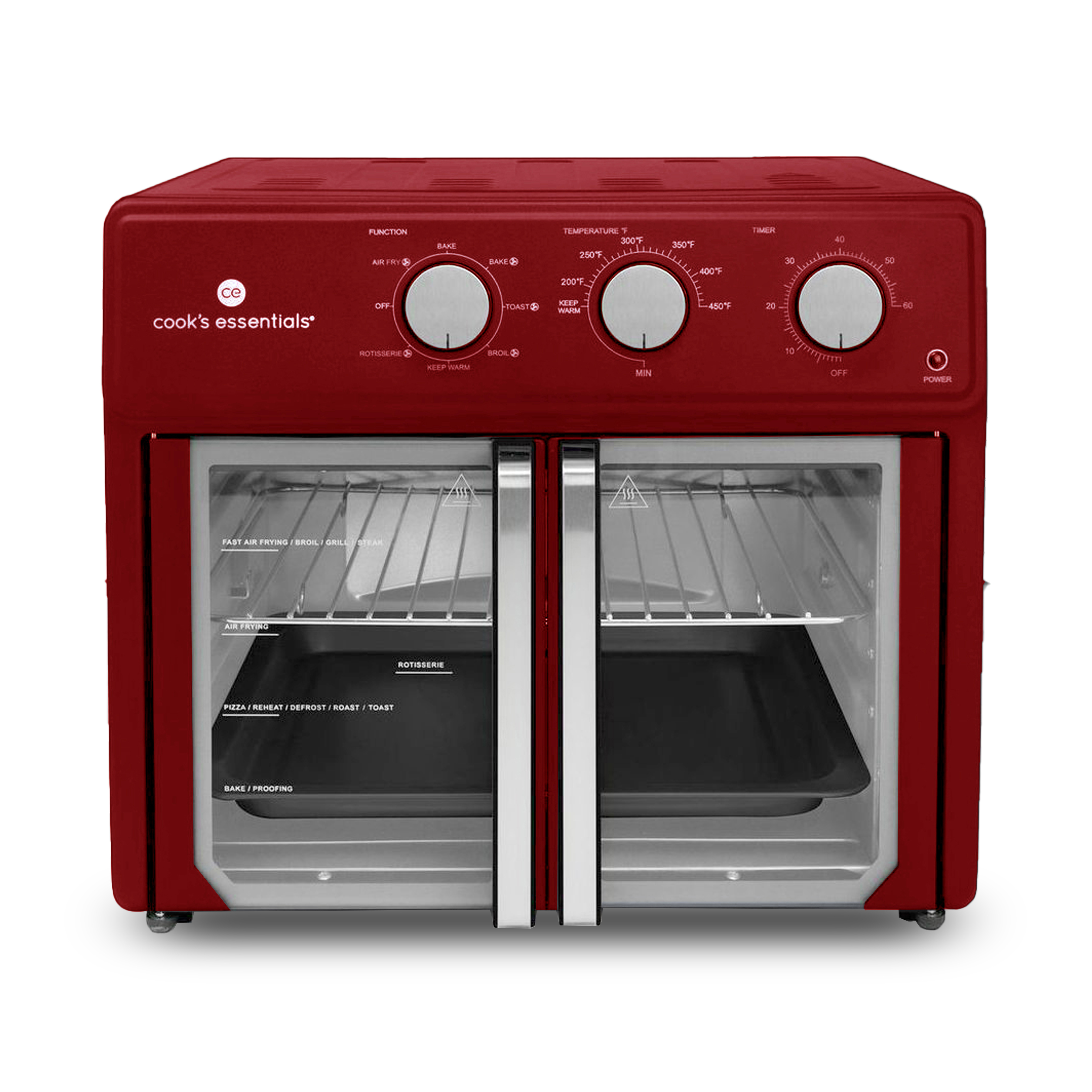 Restored Cook's Essentials 25L French Door Air Fryer Oven with Rotisserie (Refurbished