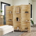 thumbnail image 2 of Kadyn Room Divider, Privacy Screens, 6 Panel 67" Tall Wood Privacy Screen Room Divider with 3 Shelves and Folding Storage for Bedroom, Natural, 2 of 6