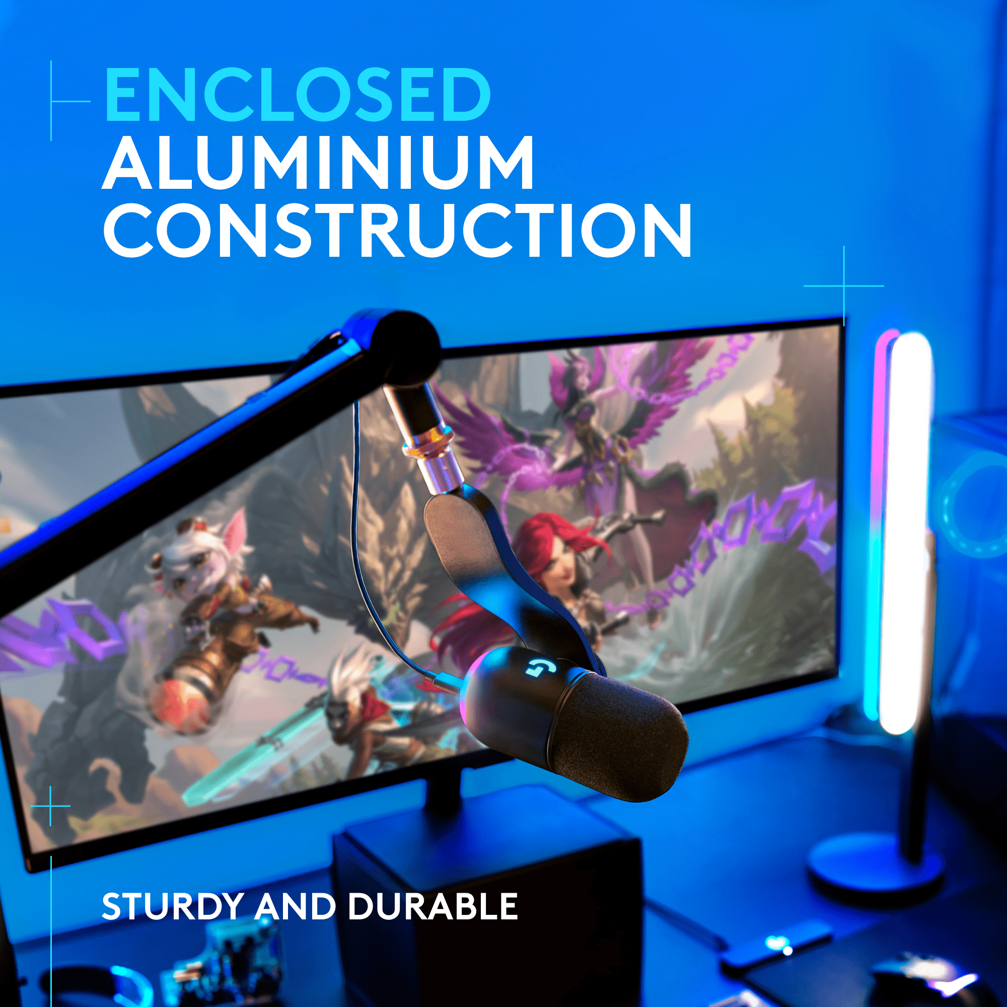 Logitech G Compass Premium Broadcast Boom Arm for Microphone, Desktop Clamp and Built-in Cable Management, Black