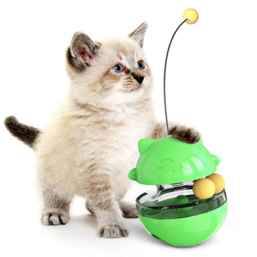 AQluming Cat Puzzle Feeder Cat Treat Toy - Cat Slow Feeder Food Dispenser  Green