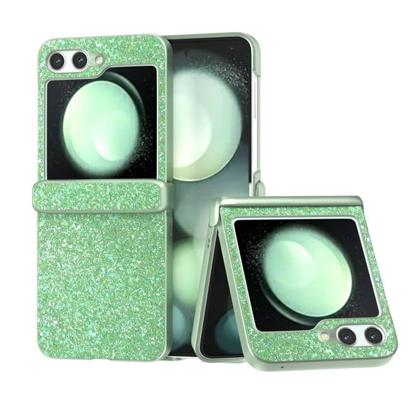 Bling Glitter Case for Samsung Galaxy Z Flip 6,for Girls Women Cute Shiny Sparkle Sequin, Four-Corner Shockproof Rugged Cover Protective Phone Case for Samsung Z Flip 6,Lawngreen