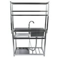 thumbnail image 5 of 39.4" Stainless Steel Commercial Utility Sink Set - Single Bowl Kitchen/Garage Sink w/ Shelves & Faucet, Silver, Durable, Freestanding, 5 of 10