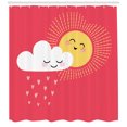 thumbnail image 3 of Ambesonne Rain Shower Curtain, Valentines Cloud and Sun, 69"Wx75"L, Dark Coral Mustard, 3 of 3