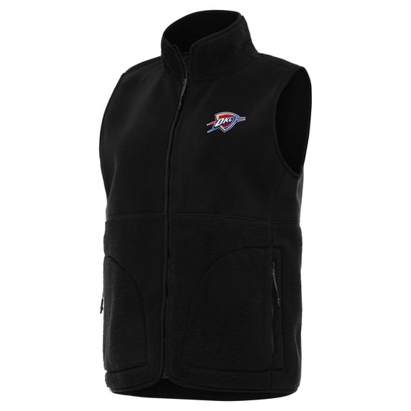 Women's Antigua  Black Oklahoma City Thunder Nostalgic Full-Zip Vest