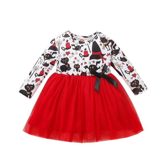 Girls Halloween Dress, Toddler Cartoon Pumpkin Printed Girls Halloween Dress Outfit Baby Party Skirt Set Cute Autumn Casual, Halloween Gifts