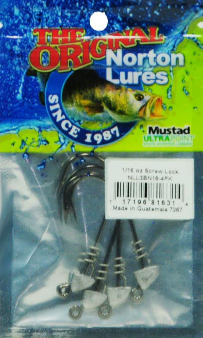 Norton Lazer Lock Shad Head, Black Nickel, 1/16 oz, 4 Piece