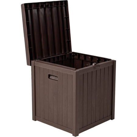 SOLAURA 51 Gallon Outdoor Deck Box Patio Resin Storage Box with Lockable Lid  Brown