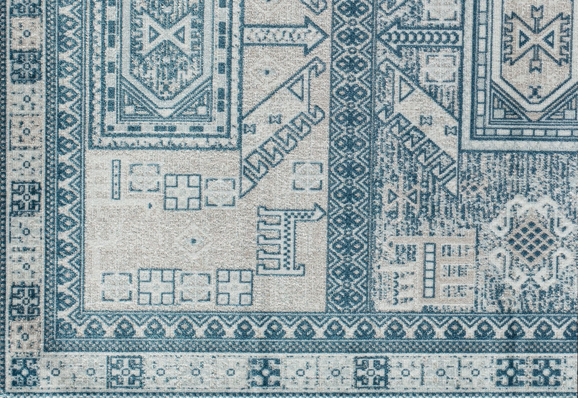 Freida FY60A Azure Vintage Farmhouse Cream Area Rug, 8'x10'