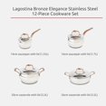 thumbnail image 3 of Lagostina Kitchen Pots and Pans, Stainless Steel Cookware Set, All Heat Sources, Bronze Elegance, 12 Piece, Silver, Induction Safe, 3 of 8