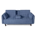 thumbnail image 2 of Sofá Cama De Velvet Azul Modelo Zeppelin Makora Con Portavasos, 2 of 10