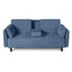 thumbnail image 2 of Sofá Cama De Velvet Azul Modelo Zeppelin Makora Con Portavasos, 2 of 10