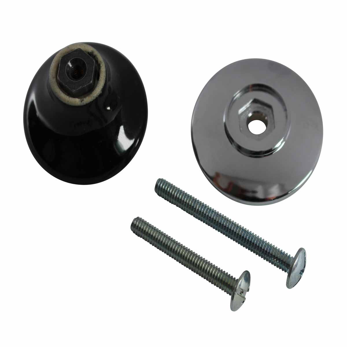 Kitchen Cabinet Knob Black Chrome 1 1/2" Dia W/ Backplate | Renovators Supply