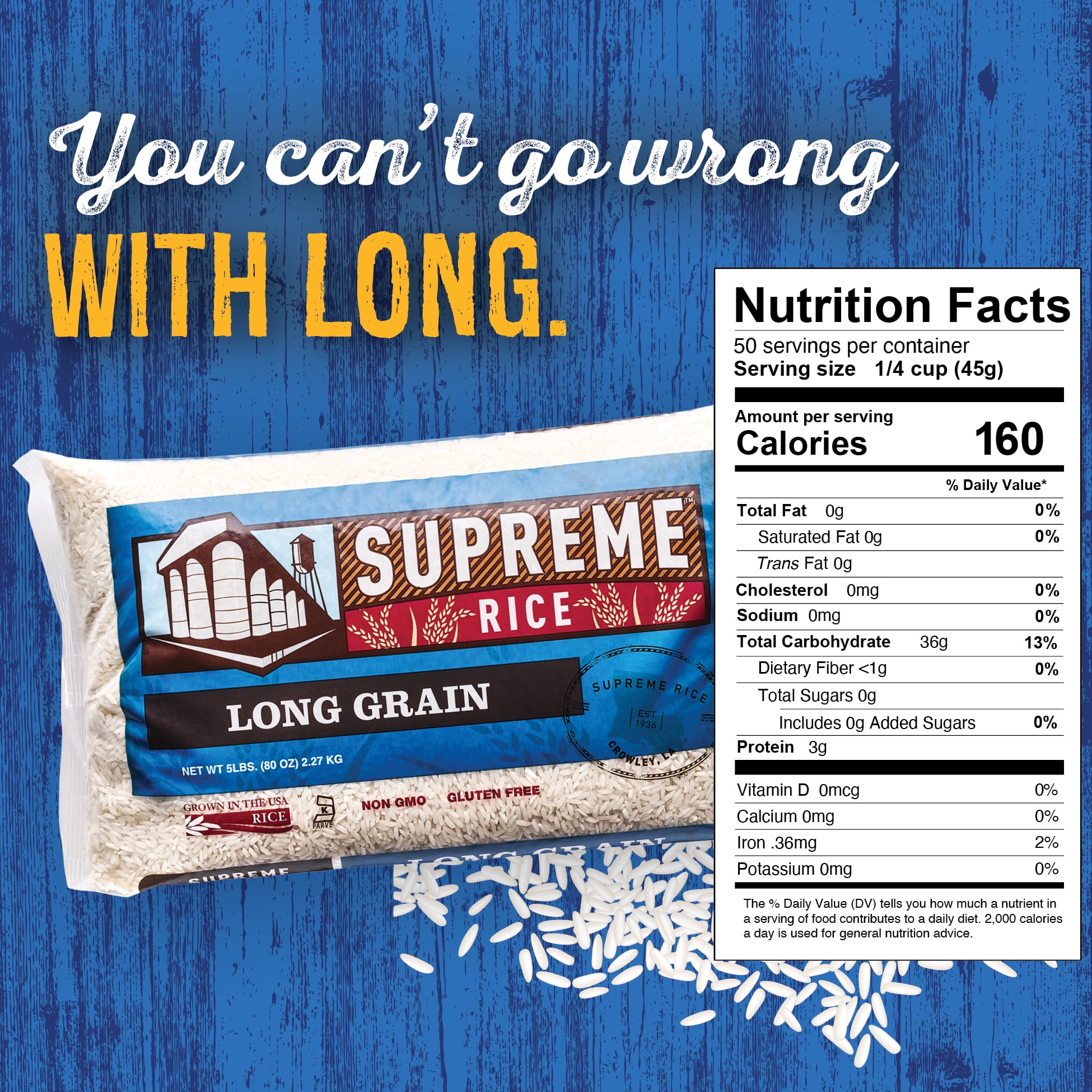 (3 pack) Supreme Rice White Long Grain, 5.0 LB