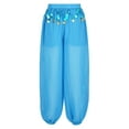 thumbnail image 5 of HULIJA Women's Belly Dance Trousers Side Split Sequin Shiny Harem Pants Sky Blue One Size, 5 of 7