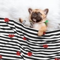 thumbnail image 3 of Yiaed Ladybugs on Black and White Striped Print Dog Blankets-Cat Blanket Washable for Couch Protection,Puppy Blanket, Soft Plush Reversible Throw Furniture Protector-Large, 3 of 8