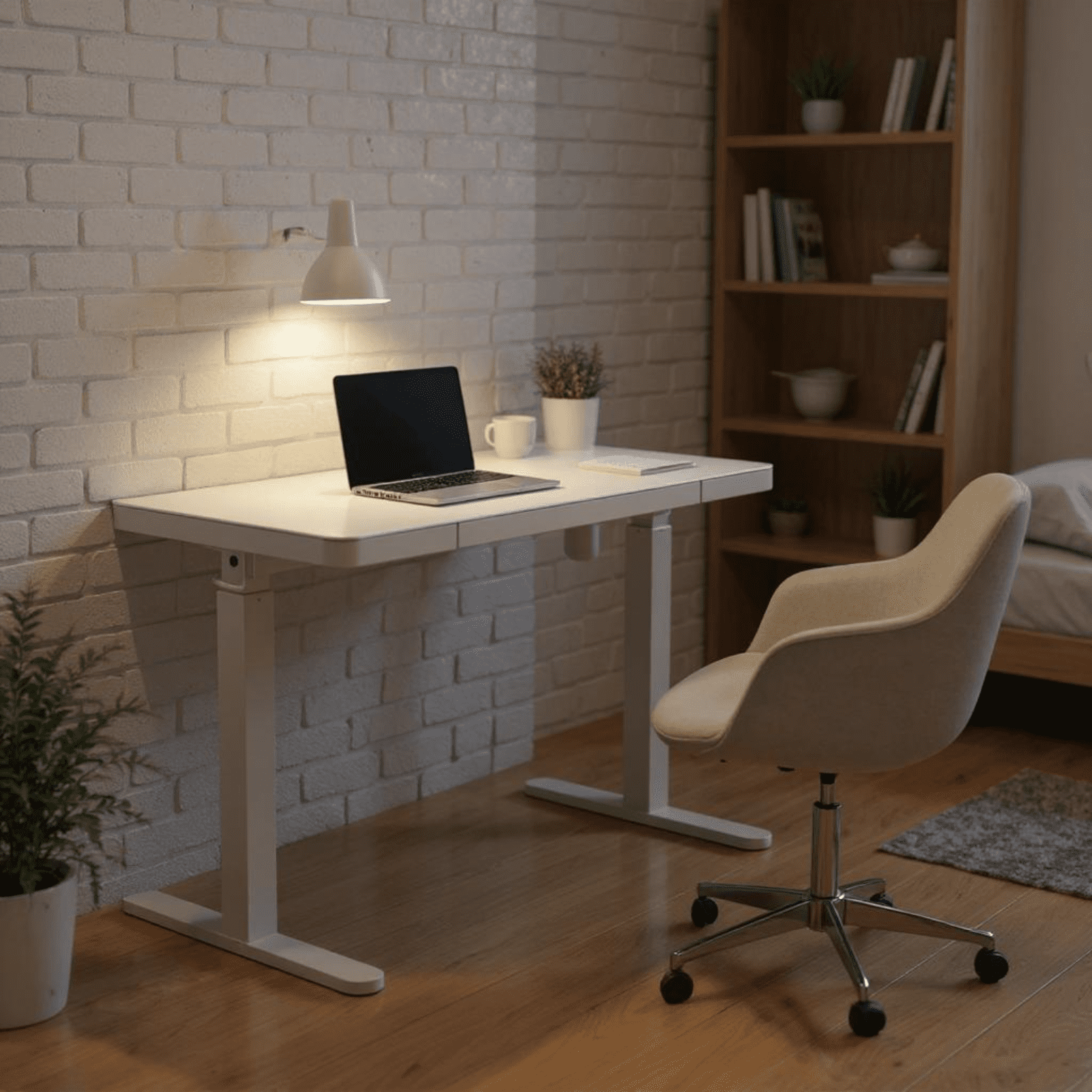 Homy Casa Height Adjustable 48" Electric Standing Desk with Glass Top and Drawer for Home Office