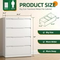 thumbnail image 3 of Lateral File Cabinet, 4 Drawer Wide File Cabinet, Metal Filing Cabinets with Lock, Large Deep Drawer for Home Office School Hanging Files Letter/Legal/A4/F4 Size, Assembly Required, White, 3 of 9