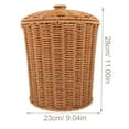thumbnail image 3 of Blukids Wicker Trash Can Rattan Waste Basket with Lid Woven Laundry Basket Corner Hamper Clothes Hamper Laundry Bin Storage Basket(Yellow), 3 of 8