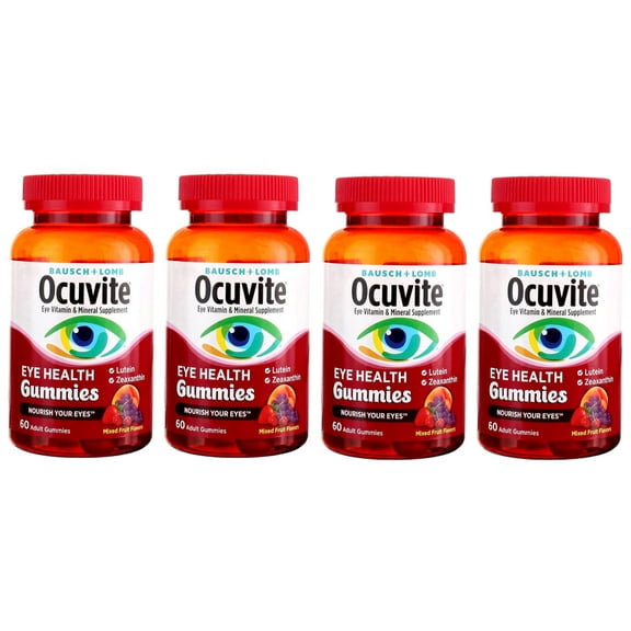 Ocuvite Adult Gummies, Protects Eye Health, Mixed Fruit Flavor, Dietary Supplement, 60 ct (Pack of 4)