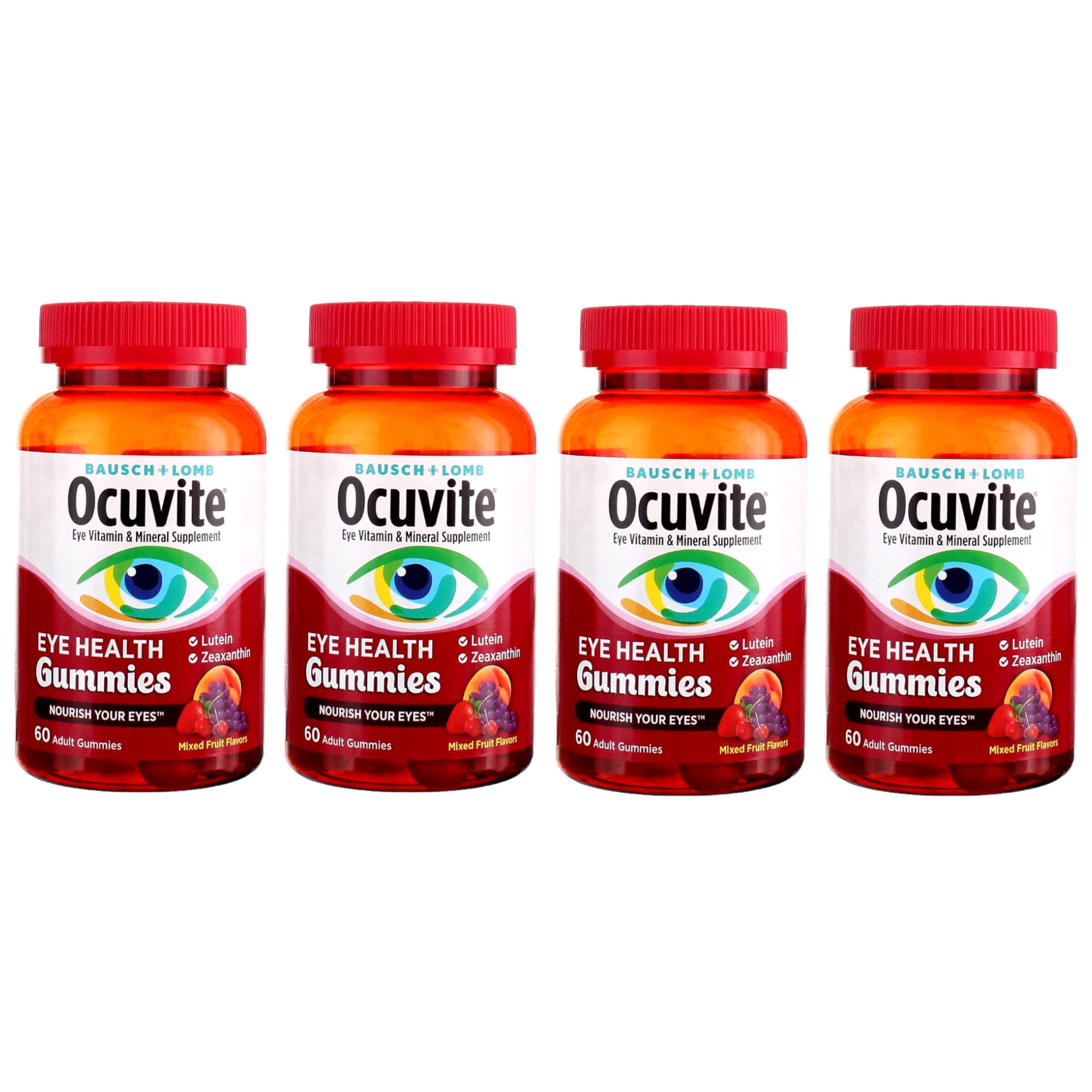 Ocuvite Eye Vitamin & Mineral Supplement, Eye Health Adult Gummies, Contains Lutein & Zeaxanthin, 60 Gummies, 4-Pack