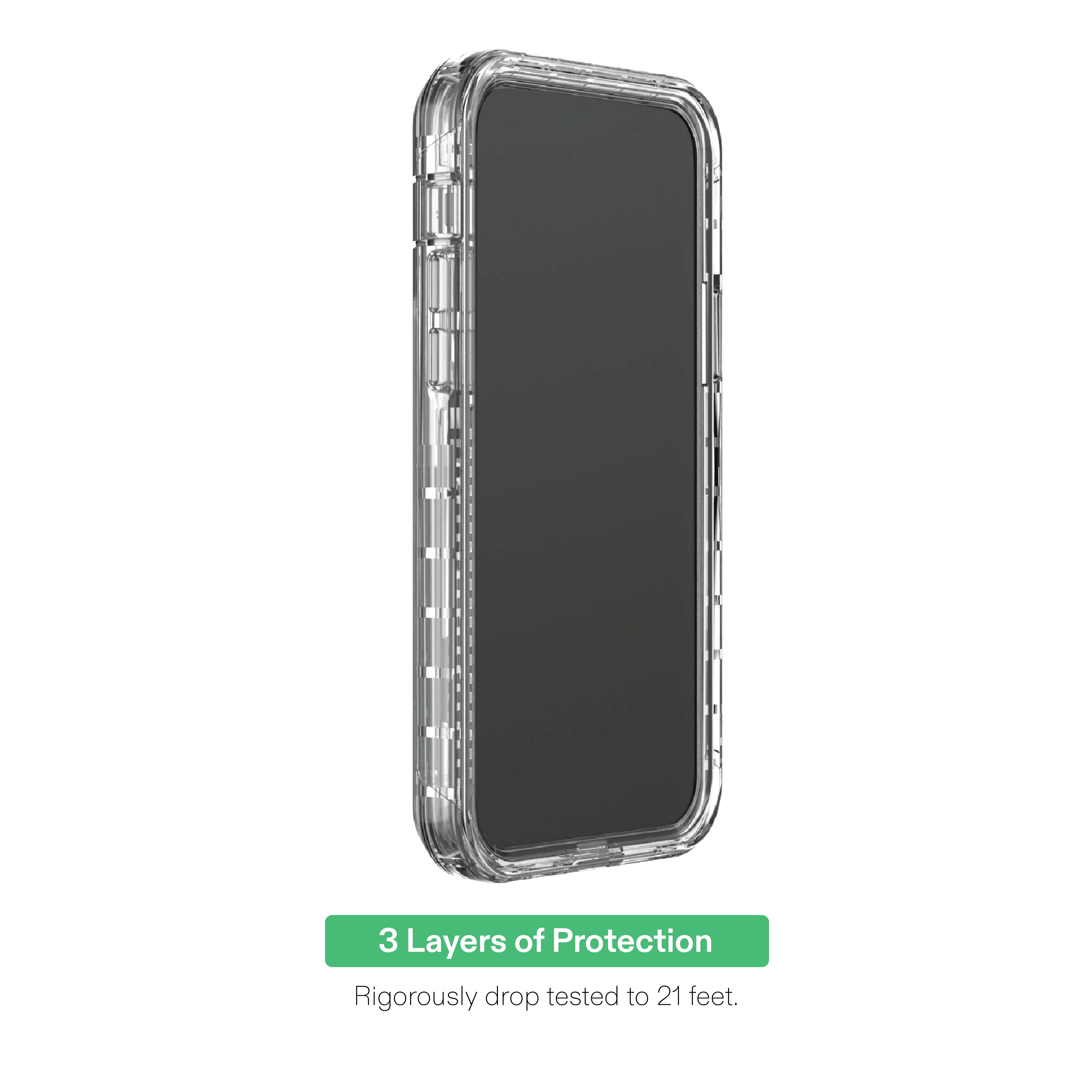 onn Rugged Phone Case with Holster for iPhone 15/14/13 Pro, Clear photo 3