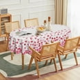 thumbnail image 4 of Valentine''s Day Tablecloth 60×84 Inch Oval, Watercolor Love Hearts Pink Colored Washable Table Cover for Party Picnic Dinner Decor, 4 of 6