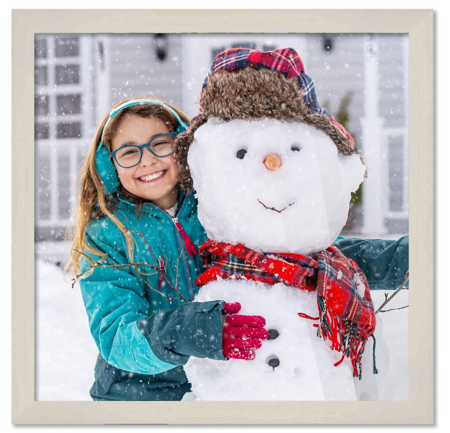 7x7 Frame White Wash Picture Frame - Modern Photo Frame Includes UV Acrylic Shatter Guard Front, Acid Free Foam