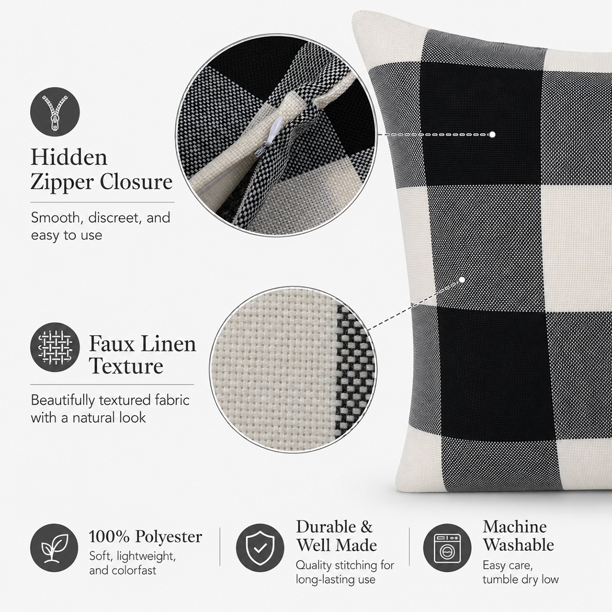 Kabuer Buffalo Check Plaid Pillow Covers Set of 4 photo 4