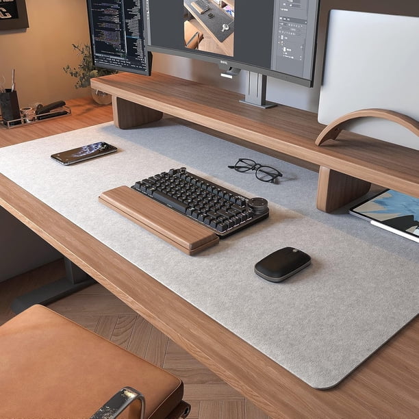 Alfombrilla para Ratón XXL 90x40cm,Mouse Pad, Alfombrilla de Escritorio,Felt Desk Pad Mat Alfombrilla de ratón Extra Grande,Light Grey