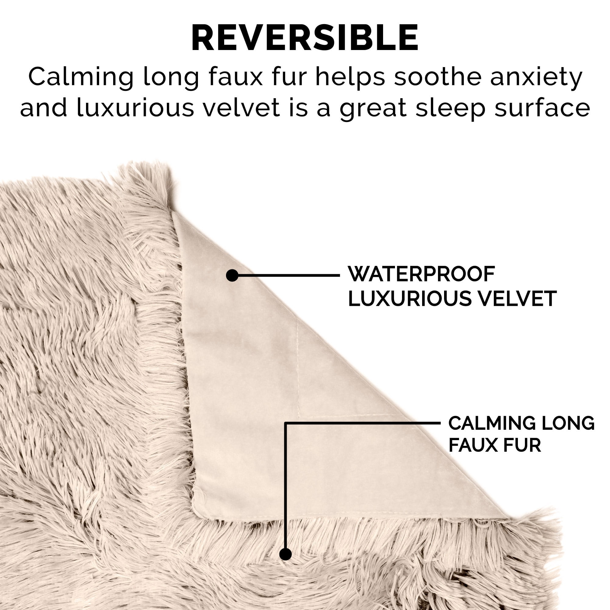 FurHaven Pet Products Long Faux Fur & Velvet Water-Repellent Pet Blanket for Dogs & Cats - Taupe, Medium
