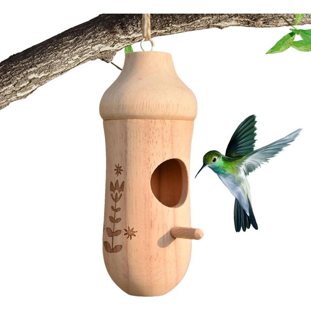 Hummingbird Houses for Nesting, Hummingbird House Bird Nest, Outdoor Bird Houses with Rope, Wooden Hummingbird Nest, Hummingbird Nesting House, Hummingbird House Garden Decor