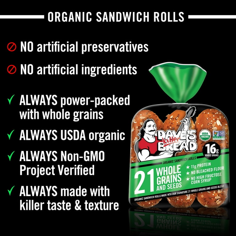 Dave's Killer, Bread 21 Whole Grains and Seeds Organic Sandwich
