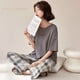 thumbnail image 4 of Conjunto de Pijama de manga corta para Mujer, ropa de dormir de punto a rayas, elegante, para estar en casa, talla grande 5XL, 4 of 4