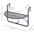 thumbnail image 4 of Table de Balcon Grise Réglable pour Rambarde, Table de Terrasse Pliable Gain de Place avec 3 Positions de Hauteur, Parfaite pour Boissons et Collations sur le Patio, le Balcon et les Petits Espaces Extérieurs, 4 of 7