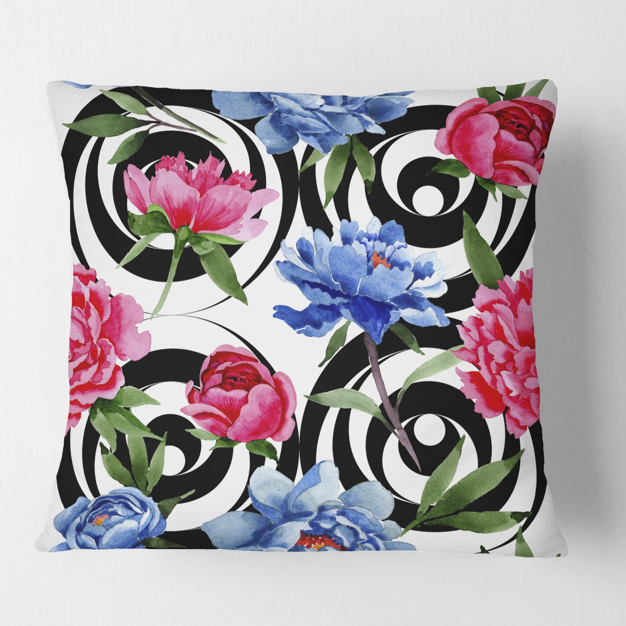 Designart Floral Retro Pattern I' Mid-Century Modern Throw Pillow - 16x16