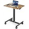 thumbnail image 3 of DUMOS Hauteur Debout, Bureau Mobile Portable à Roulettes pour Ordinateur Portable, Petit Bureau Réglable pour Bureau à Domicile, 19 Po, Brun, 3 of 4