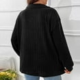 thumbnail image 7 of Annhoo Long Sleeve Shirts for Women Fall Solid Color Lapel V Neck Knitted Tops Plus Size Loose Lounge Blouses, 7 of 7