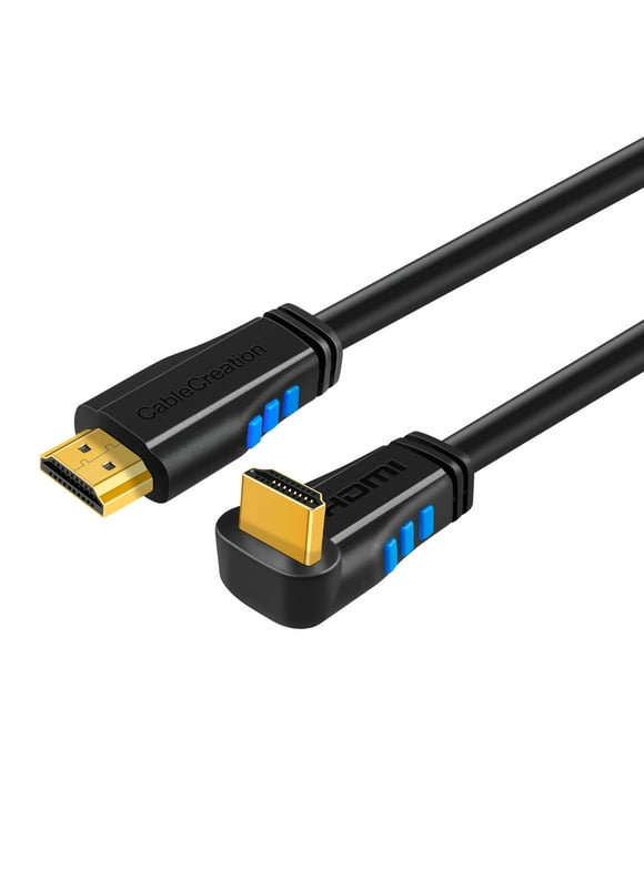 HDMI Cable, CableCreation 3 Feet Right Angle 90 Degree Down 4K HDMI 2.0 Cable with Gold Plated Connector, Support 4K (60Hz) Ultra HD, 3D Video, Ethernet, Audio Return Channel, Black