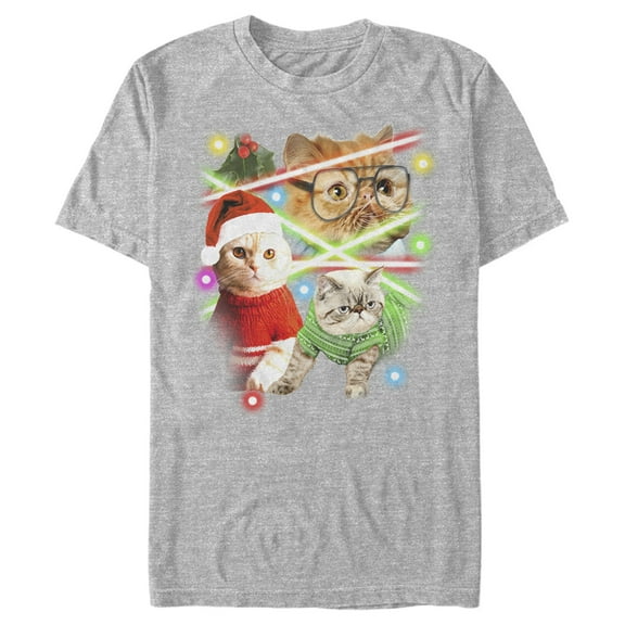 Men's Lost Gods Laser Cats Graphic Tee Athletic Heather 2X Large