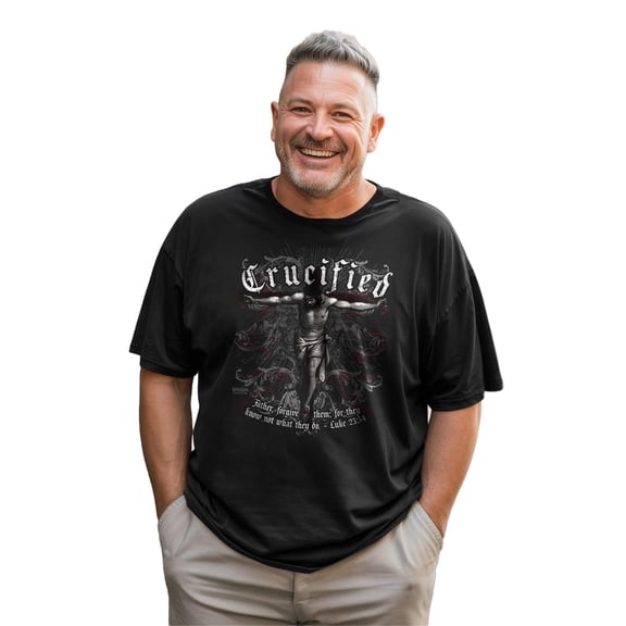Kerusso Unisex Short Sleeve Casual T-Shirt, Crucified, Black, SM