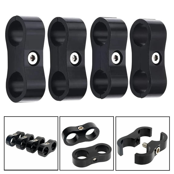 4Pcs 8AN 10AN Hose Separator Clamp Fuel Hose Line Black Aluminum Adapter new