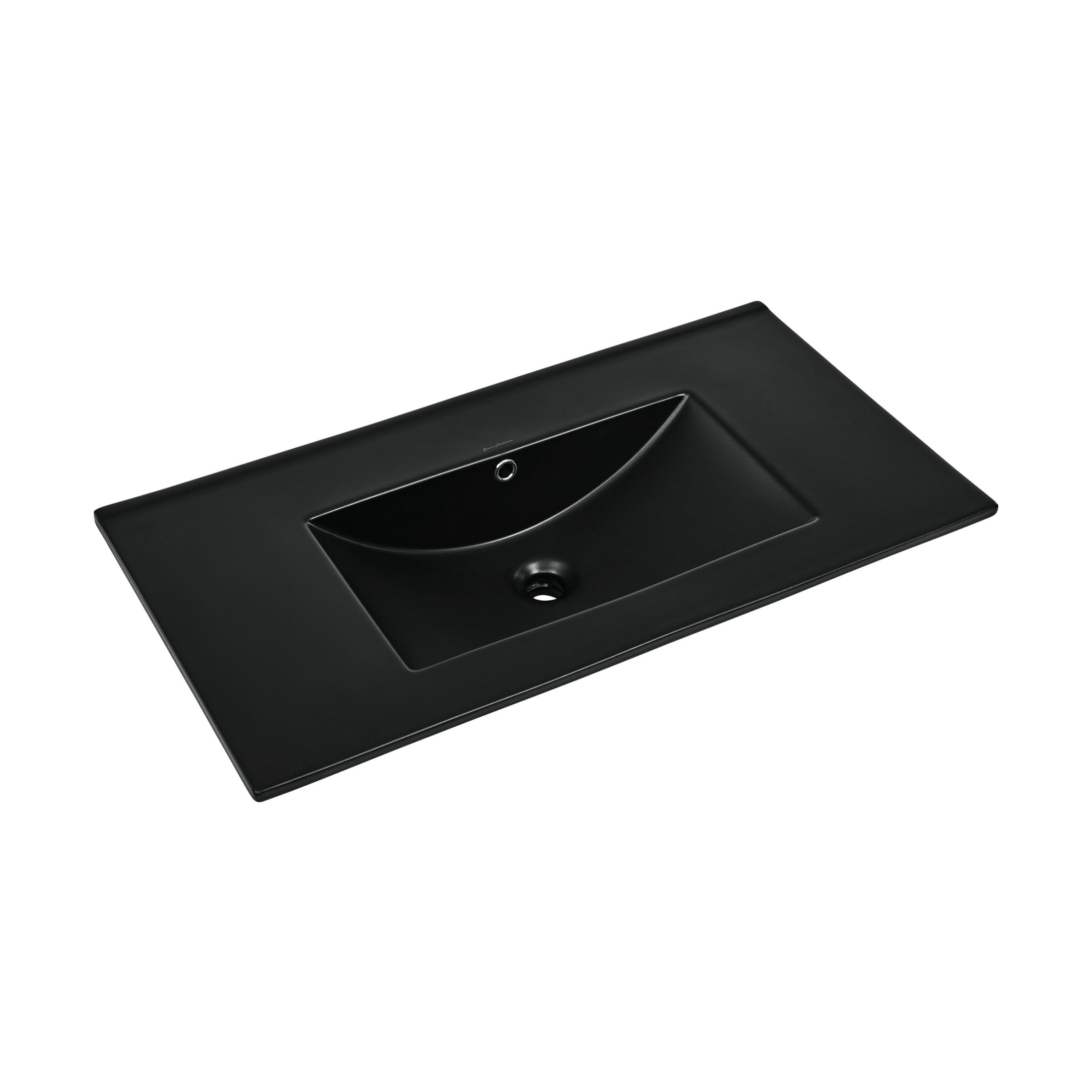 36" Zero Hole Vanity Sink Top in Glossy Black