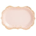 24Pack Pink Disposable Serving Trays, Gold Foil Polka Dotted Party