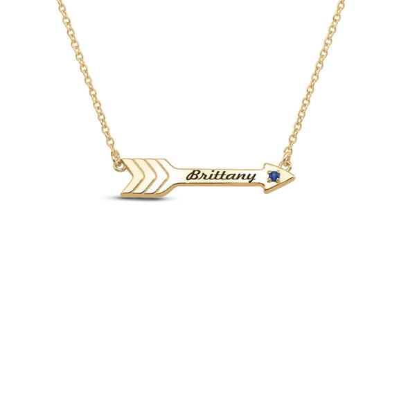 Personalized Engravable Arrow Birthstone Necklace in 10K Gold by Jewlster