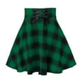 thumbnail image 2 of Mrat Short Pleated Skirts for Women Mini Plaid Skirt High Waisted Drawstring A-Line Dress S-16 Green m, 2 of 8