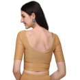 thumbnail image 2 of Stylesindia Cotton Lycra Stretchable Sari Blouse Round Neck Half Sleeve Dry Fit Workout Crop Top Gym Sports Top for Women (BEIGE, 3XL), 2 of 2