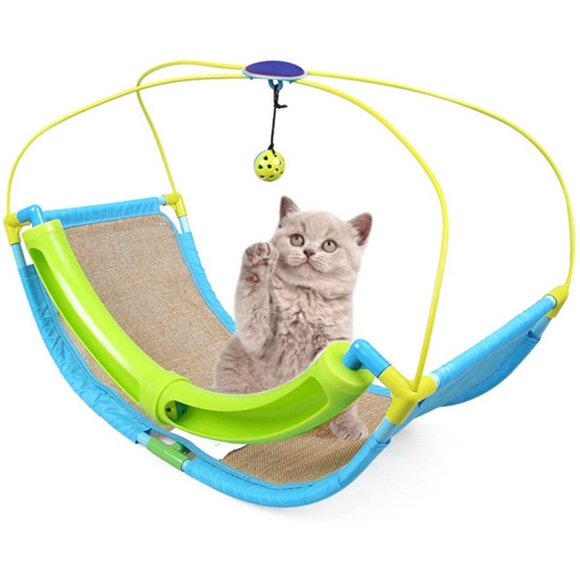 Zshan Cat Beds for Indoor Cats, Cat Scratching Cradle with Scratching Mat for Summer Cat Activities and Pet Hanging Balls