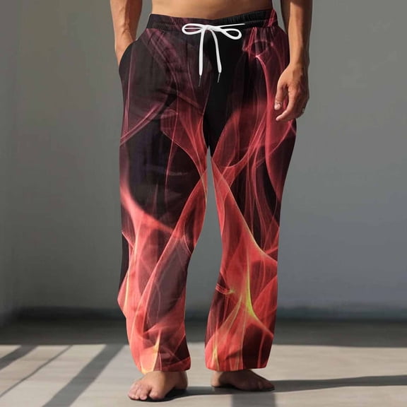 Sakmal Stretchy Sweatpants Men Wide Leg Open Bottom Pants Pink Workout Spring Mens Sweatpants L